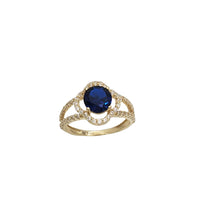 Blue Zirconia Flower Halo Ring (14K)