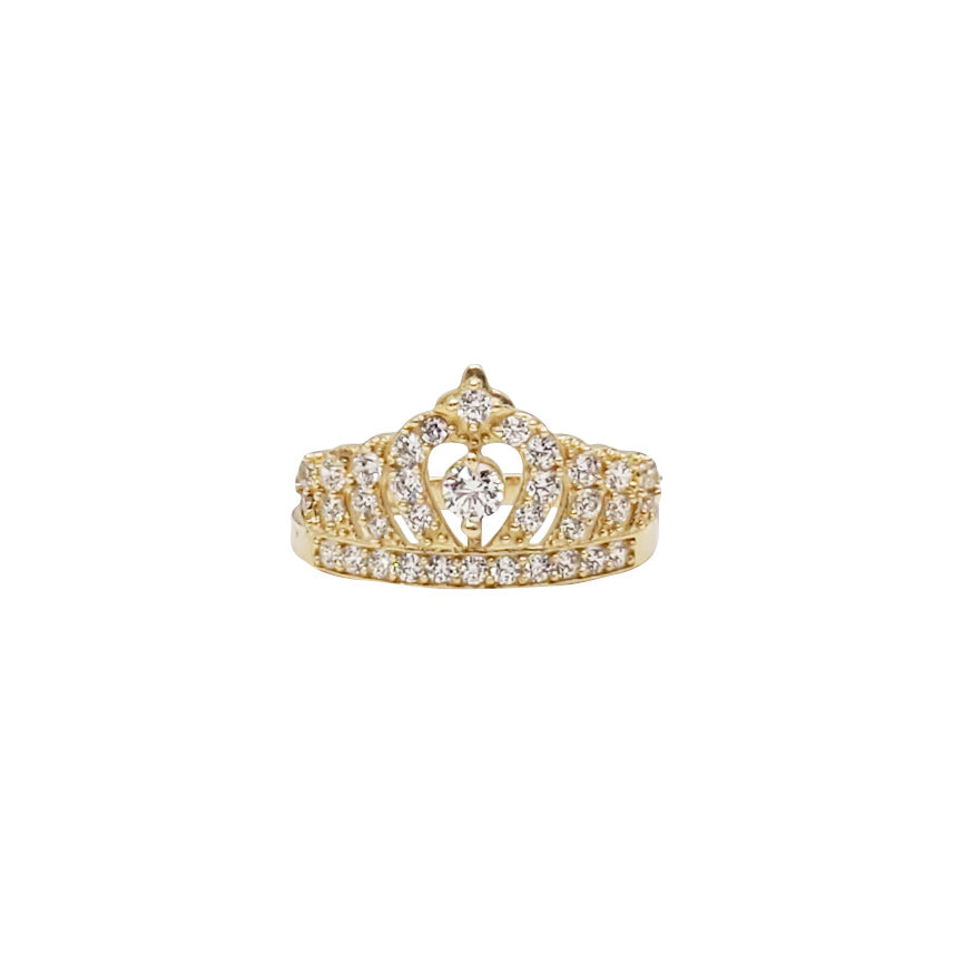 Iced Out Zirconia Crown-Tiara Ring (14K)