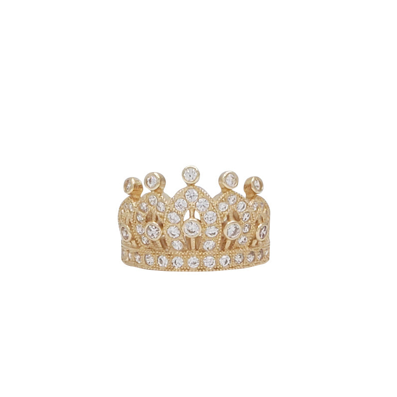Iced Out Zirconia Crown-Tiara Ring (14K)