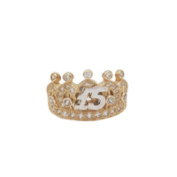 15 Years Birthday CZ Crown-Tiara Ring (14K)
