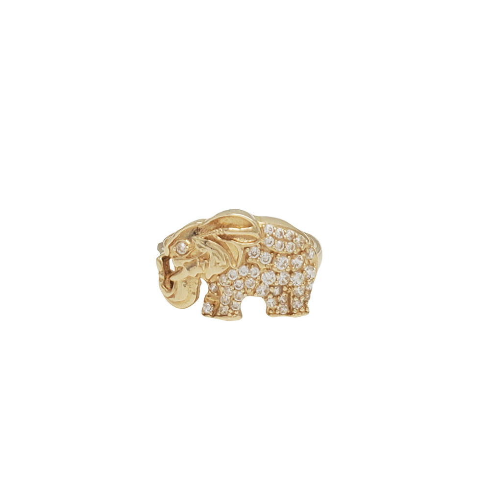 Iced Out Zirconia Elephant Lady Ring (14K)