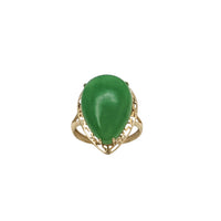 Vintage Teardrop Green Jade Solitaire Ring (14K)