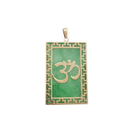 Rectangle Green Jade OM Pendant (14K)