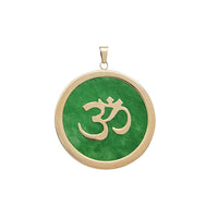 Round Donut Green Jade OM Pendant (14K)