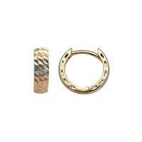 Tri-Color Diamond-Cut Huggie Earrings (14K)