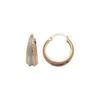 Tri-Color Tapered Hoop Earrings (14K)