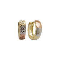 Tri-Color Diamond-Cut Huggie Earrings (14K)