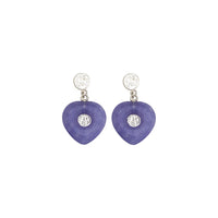Lavender Jade 'Good Fortune' Heart Dangling Stud Earrings (Silver)