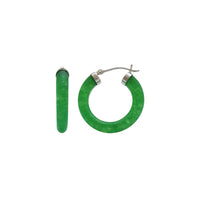 Green Jade Hoop Earrings (Silver)