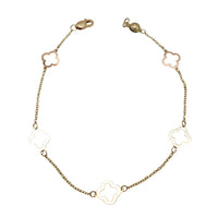Flower Cable Link Charm Bracelet (14K)