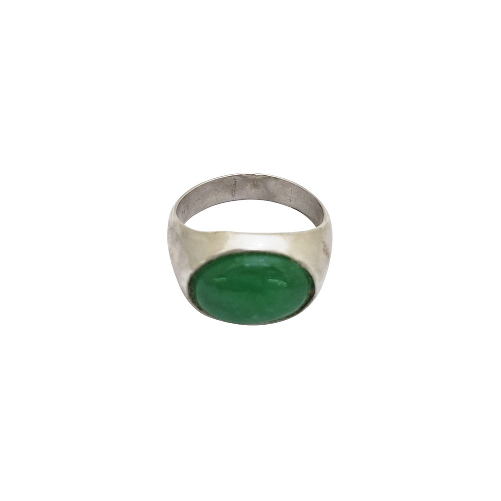 Green Jade Signet Ring (Silver)
