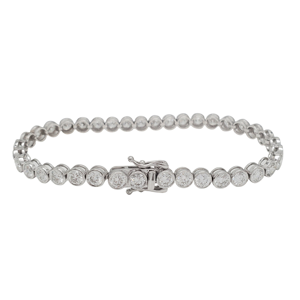 Bezel Round Cut Diamond Tennis Bracelet (14K)