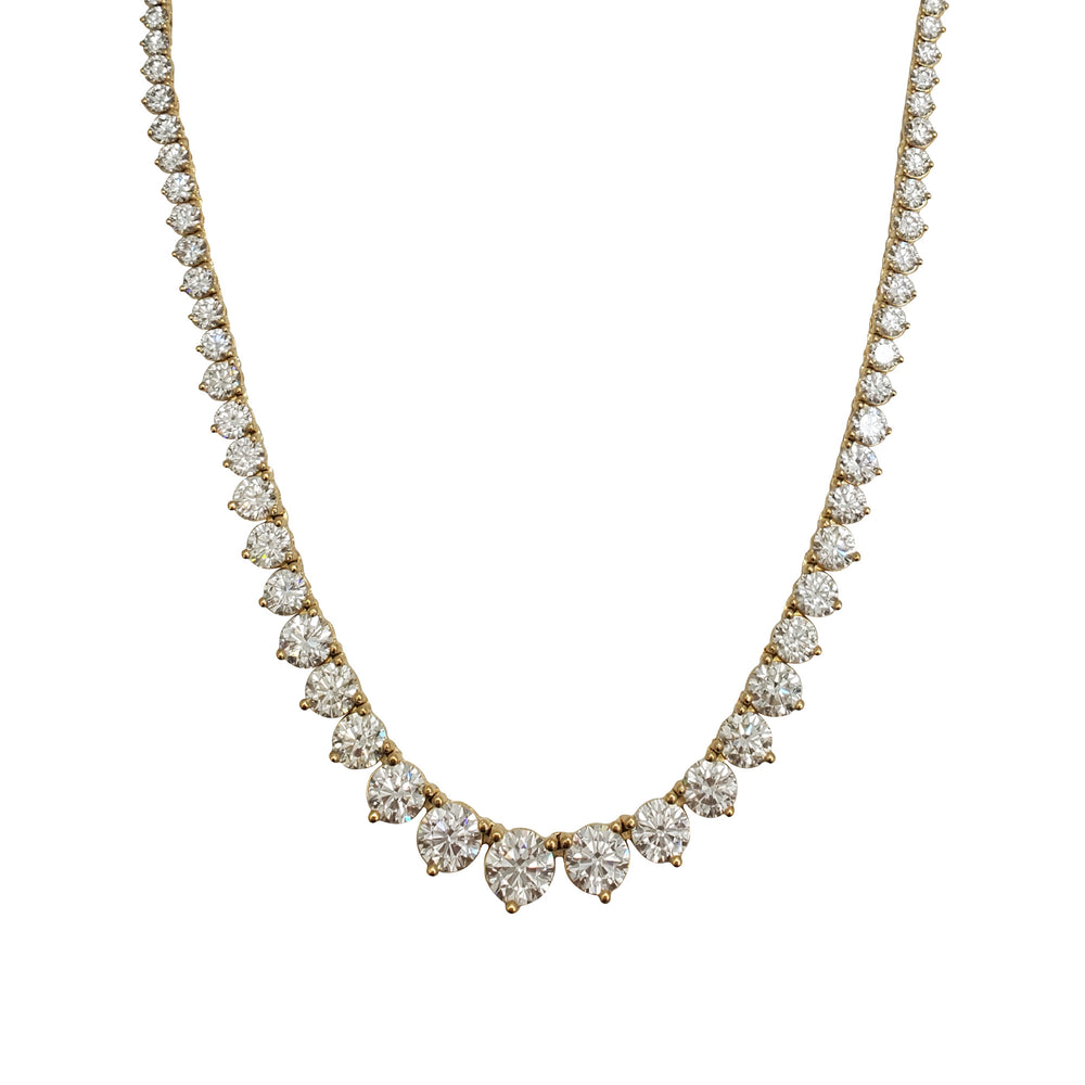 Yellow Gold Graduated Diamond Tennis Necklace (14K)