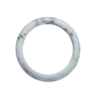 Flower Pattern Green & White Purple Jade Bangle (Type A)