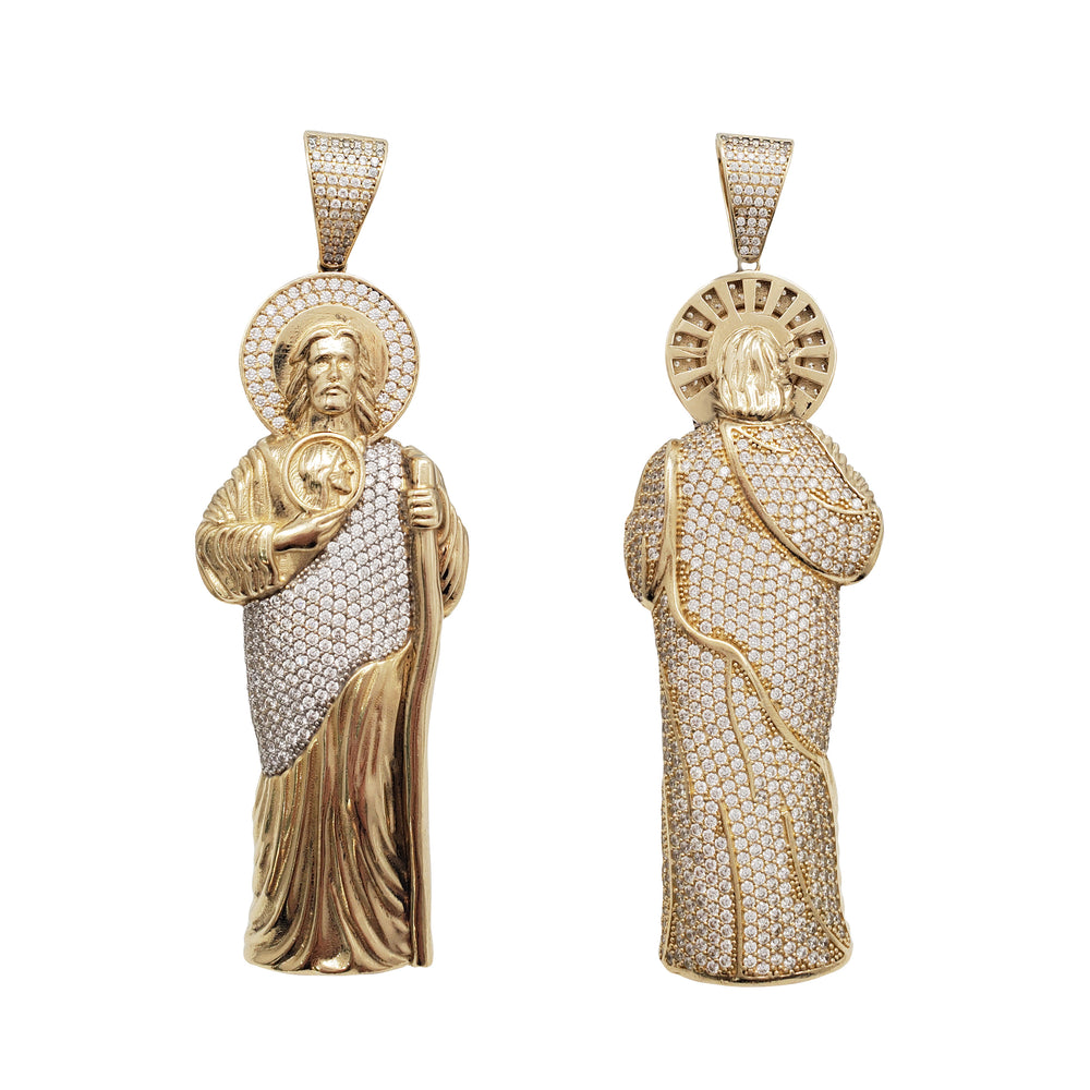 Iced Out Zirconia Saint Jude Pendant (14K)