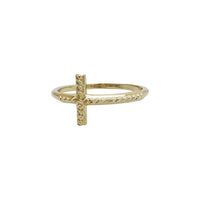 Diamond-Cut Sideways Cross Ring (14K)