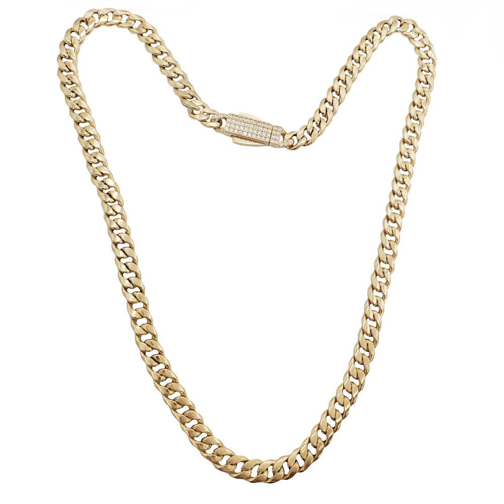 Iced Out Lock Lightweight Miami Cuban Chain (14K)