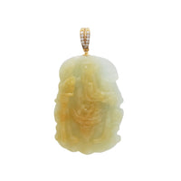 Diamond Yellow Jade Guan Yu/关羽 Pendant (14K)