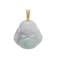 Diamond Jade Laughing Buddha Pendant (14K)