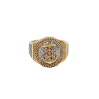 Tricolor Zirconia Anchor Ring (14K)