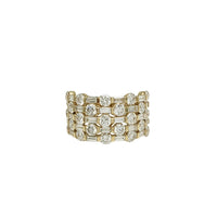Yellow Gold 5 Row Wide Baguette & Round Lab Grown Diamond Band (14K)