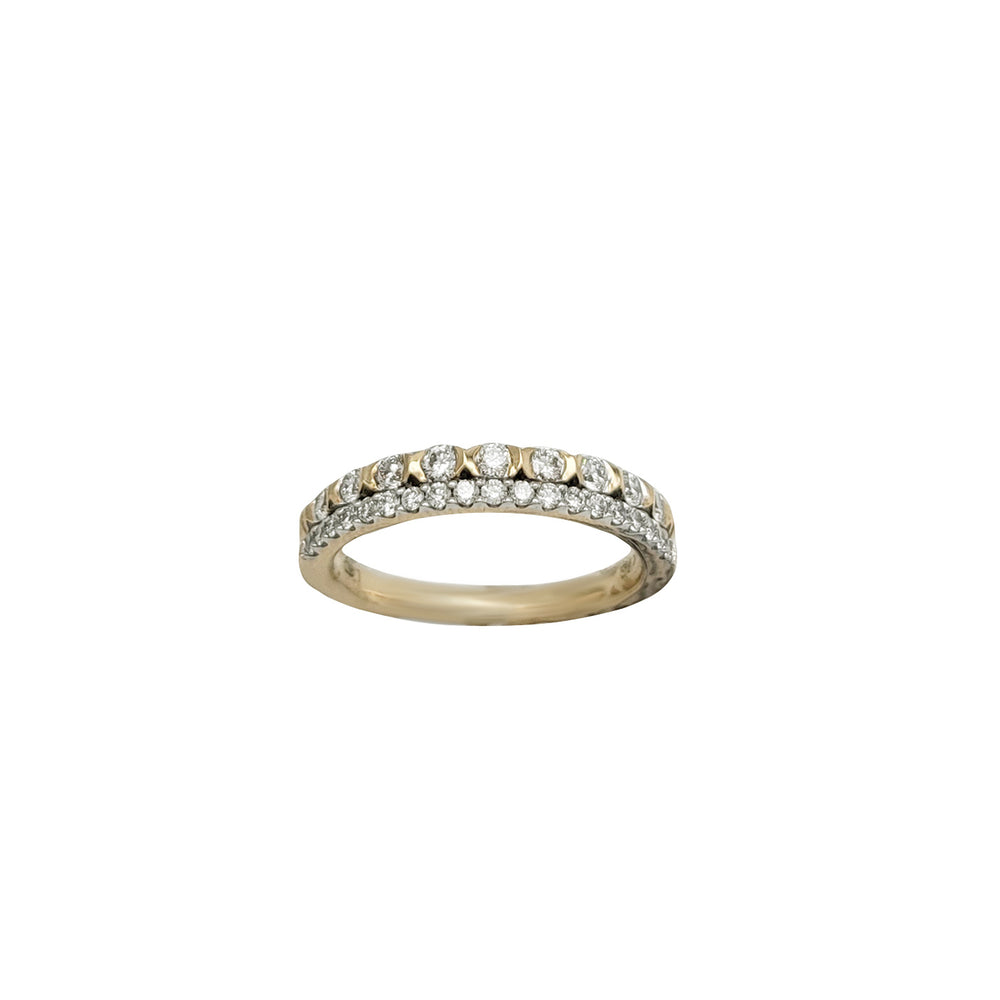Yellow Gold Double Row Lab Grown Diamond Band (14K)