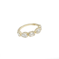 Yellow Gold Mixed Shape Lab Grown Diamond Half Eternity Band (14K)