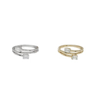 Emerald Cut Lab Grown Diamond Crossover Band (14K)