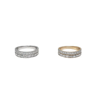 Double Row Baguette Bezel-Set & Round Lab Grown Diamond Band (14K)