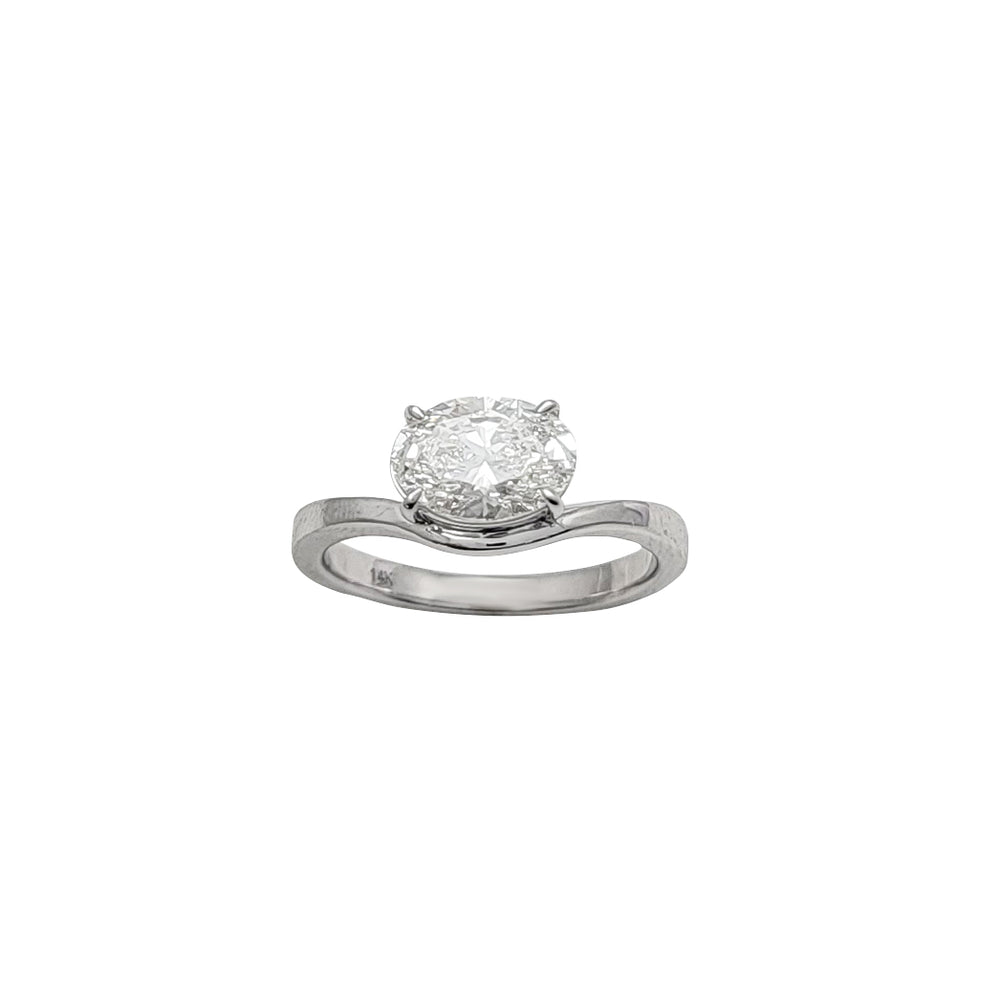 White Gold Oval Cut East West Lab Grown Diamond Engagement Ring (14K)