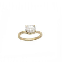 Yellow Gold Oval Cut East West Lab Grown Diamond Engagement Ring (14K)