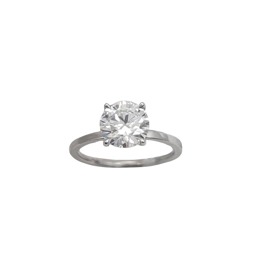 White Gold Round Brilliant 4-Prong Solitaire Lab Diamond Engagement Ring (14K)