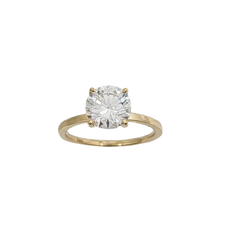 Yellow Gold Round Brilliant 4-Prong Solitaire Lab Diamond Engagement Ring (14K)