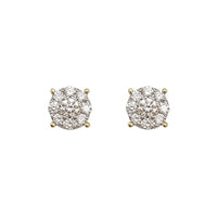 Two-Tone Round Cluster Disc Lab Grown Diamond Stud Earrings (14K)