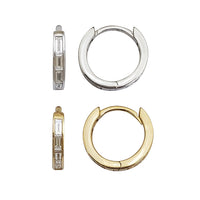 Baguette Lab Grown Diamond Channel Set Huggie Hoop Earrings (14K)