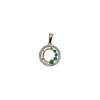 Double Circle Gemstone & Diamond Halo Pendant (14K)