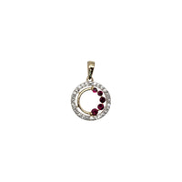 Double Circle Gemstone & Diamond Halo Pendant (14K)