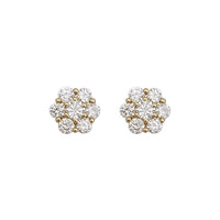 Flower Cluster  Lab Grown Diamond Stud Earrings (14K)