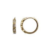 Emerald Cut Lab Grown Diamond Bezel Set Huggie Hoop Earrings (14K)