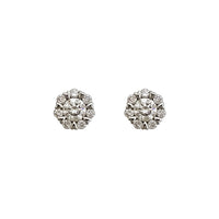 Two-Tone Round Lab Grown Diamond Halo Stud Earrings (14K)