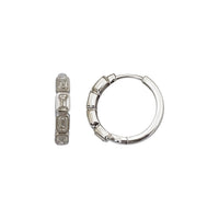 Emerald Cut Lab Grown Diamond Bezel Set Huggie Hoop Earrings (14K)