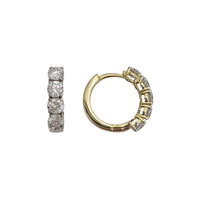 [Two-Tone] Lab Grown Diamond Huggie Hoop Earrings (14K)