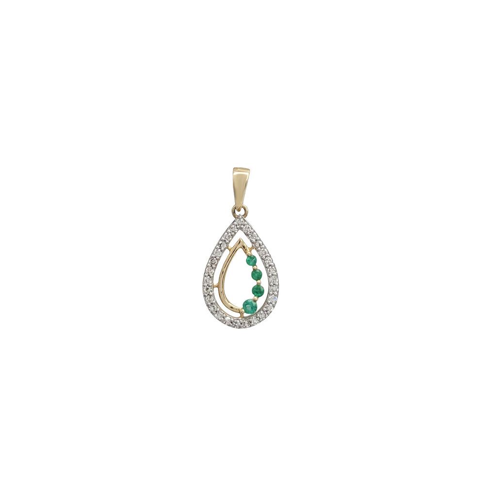 Diamond Emerald Pear Shape Pendant (14K)