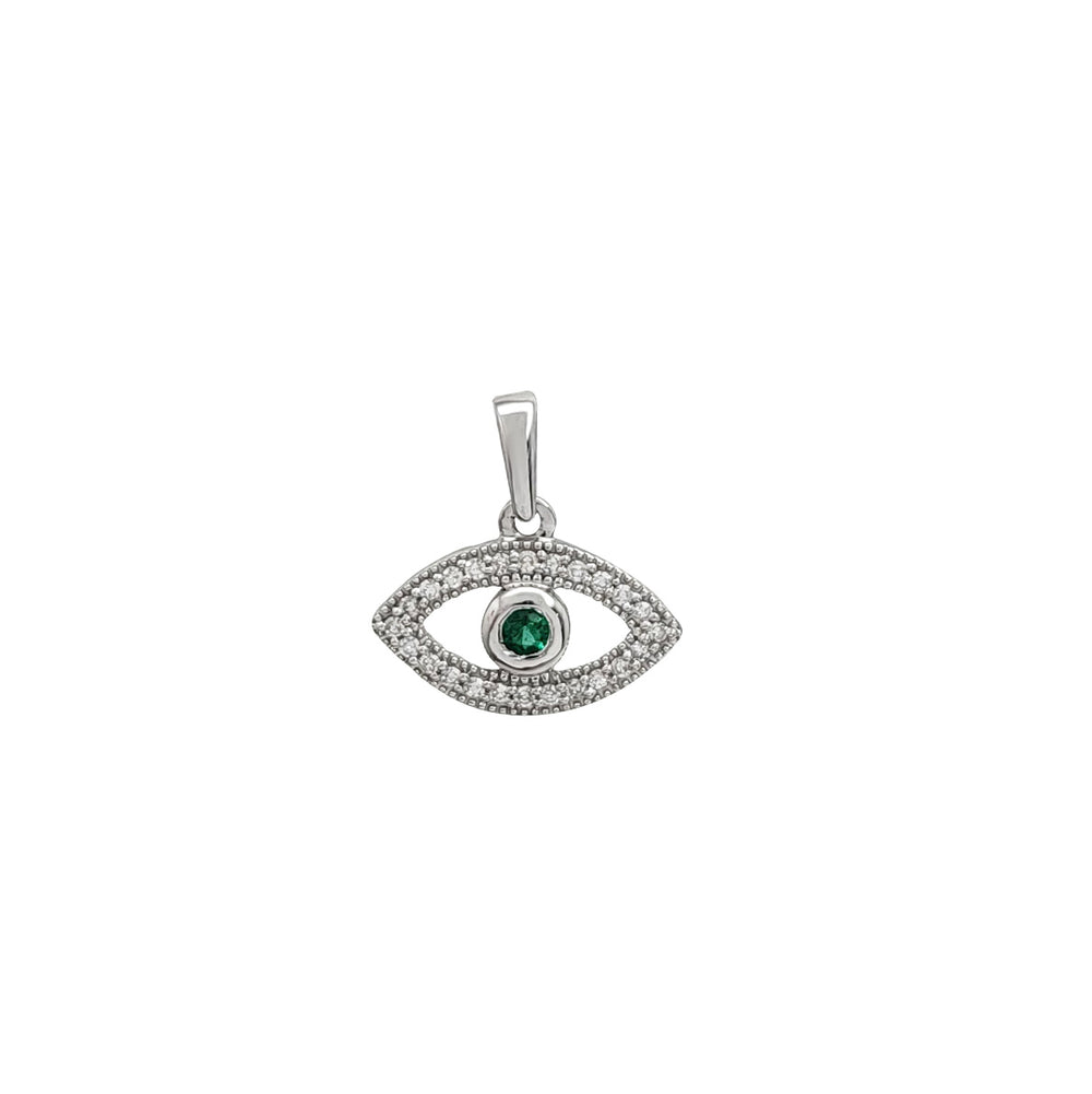 Diamond Emerald Evil Eye Pendant (14K)