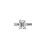 White Gold Emerald Cut Lab Grown Diamond Eternity Engagement Ring (14K)