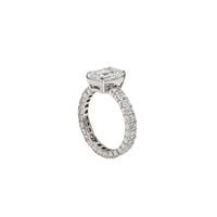 White Gold Emerald Cut Lab Grown Diamond Eternity Engagement Ring (14K)