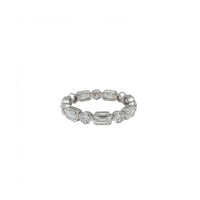 White Gold Round And Emerald Cut Lab Grown Diamond Eternity Band (14K)