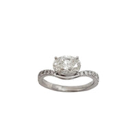 White Gold Oval East West Pave Lab Grown Diamond Engagement Ring (14K)