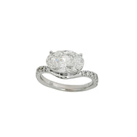 White Gold Oval East West Pave Lab Grown Diamond Engagement Ring (14K)