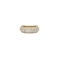 Emerald Cut 3-Row Bordered Lab Diamond Band (14K)